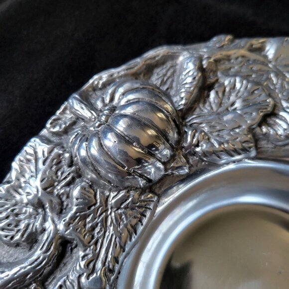 Pewter Pumpkin Wine Holder Plate / Wine Coaster Botella Calabaza Mexico - Picture 2 of 10